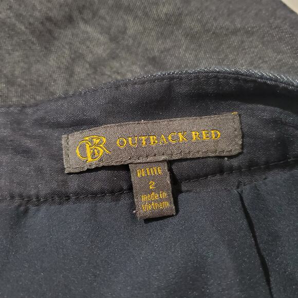Outback Red Dark Chambray Mini A-Line Denim Skirt Womens Size 2 Petite Pockets - Picture 6 of 9